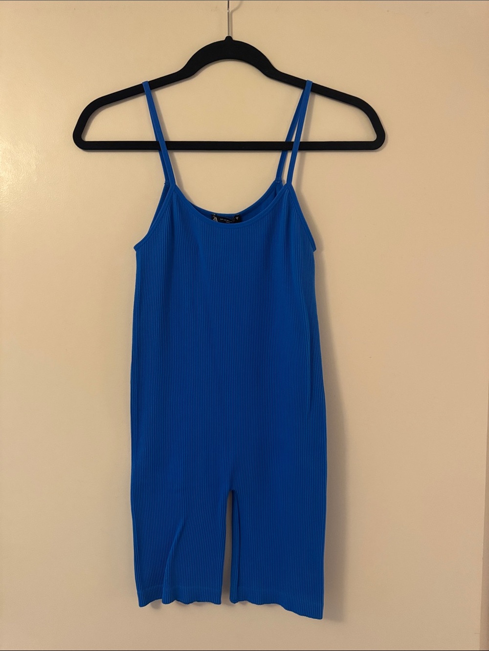 Zara Bright Blue Ribbed Spaghetti-Strap Kids One-Piece